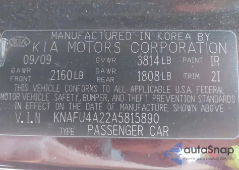 2010 Kia Forte Ex from USA, damaged, VIN KNAFU4A22A5815890